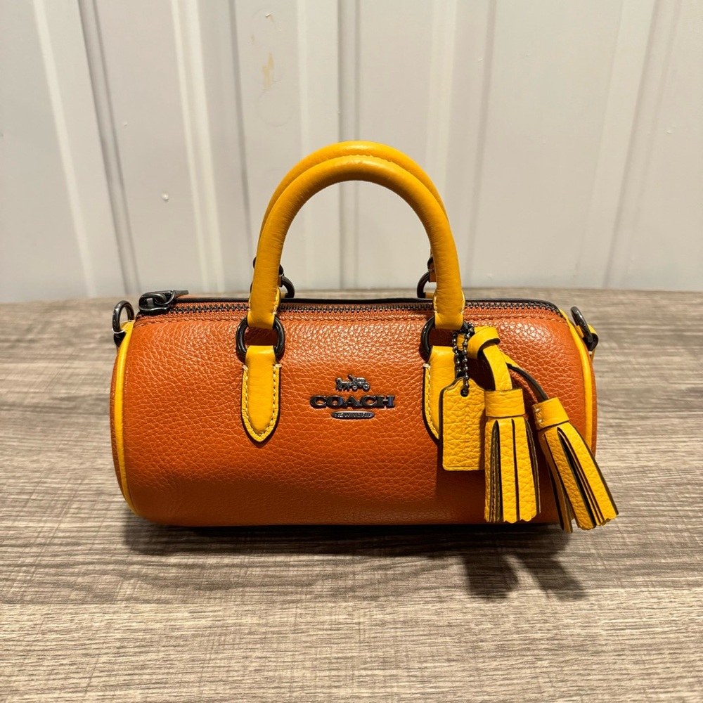 COACH Brown/Sunset Leather Lacey Mini Crossbody